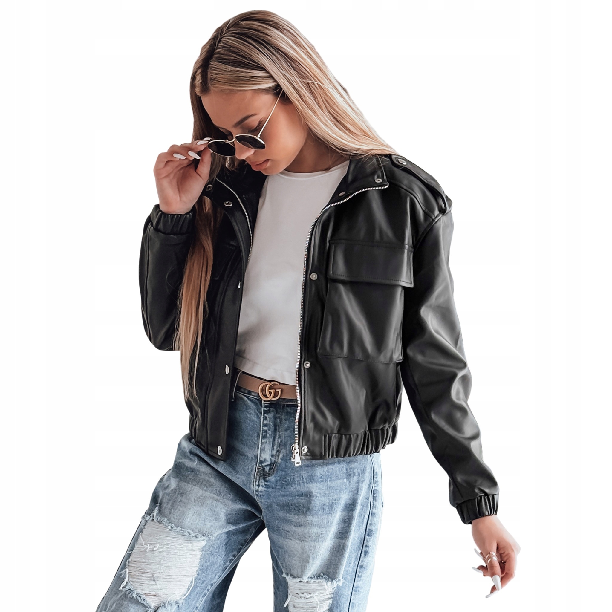 Bomberka damska kurtka przejściowa krótka czarna TY4799 XL