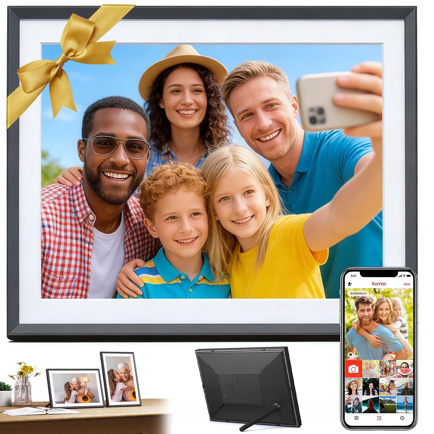 Digitální Fotorámeček Rámeček Dotykový Hd Fotografie Funkce Automatického Otáčení