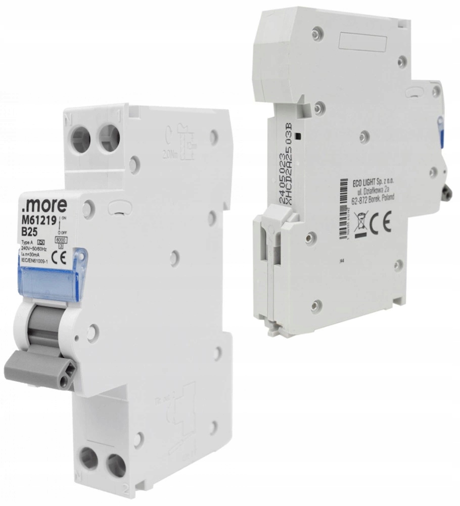 Proudový chránič s nadproudovým členem 1P B 25A 30mA typ A IP20