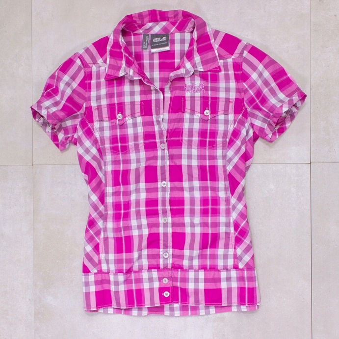 JACK WOLFSKIN BAWEŁNA ORGANICZNA KOSZULA GÓRY S Rękaw krótki rękaw