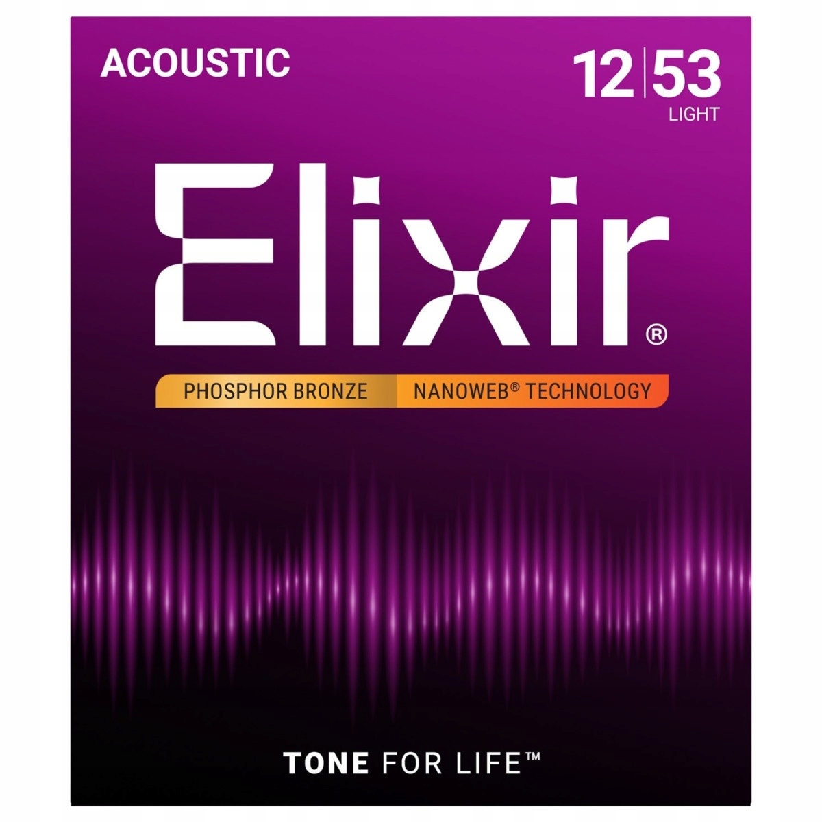 Elixir 16052 Nanoweb Phosphor Bronze 12-53 Light struny do gitu akustycznego.