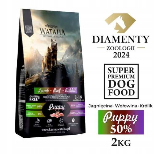 Wataha Hypoallergenic Puppy Lamb Beef Rabbit 2kg Rasy średnie i duże