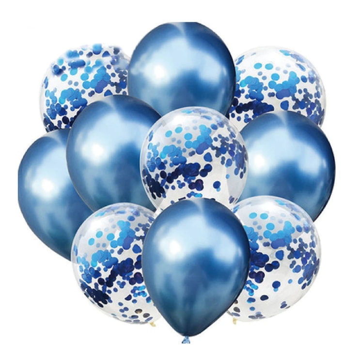 

Zestaw balonów niebieski chrom z konfetti balon