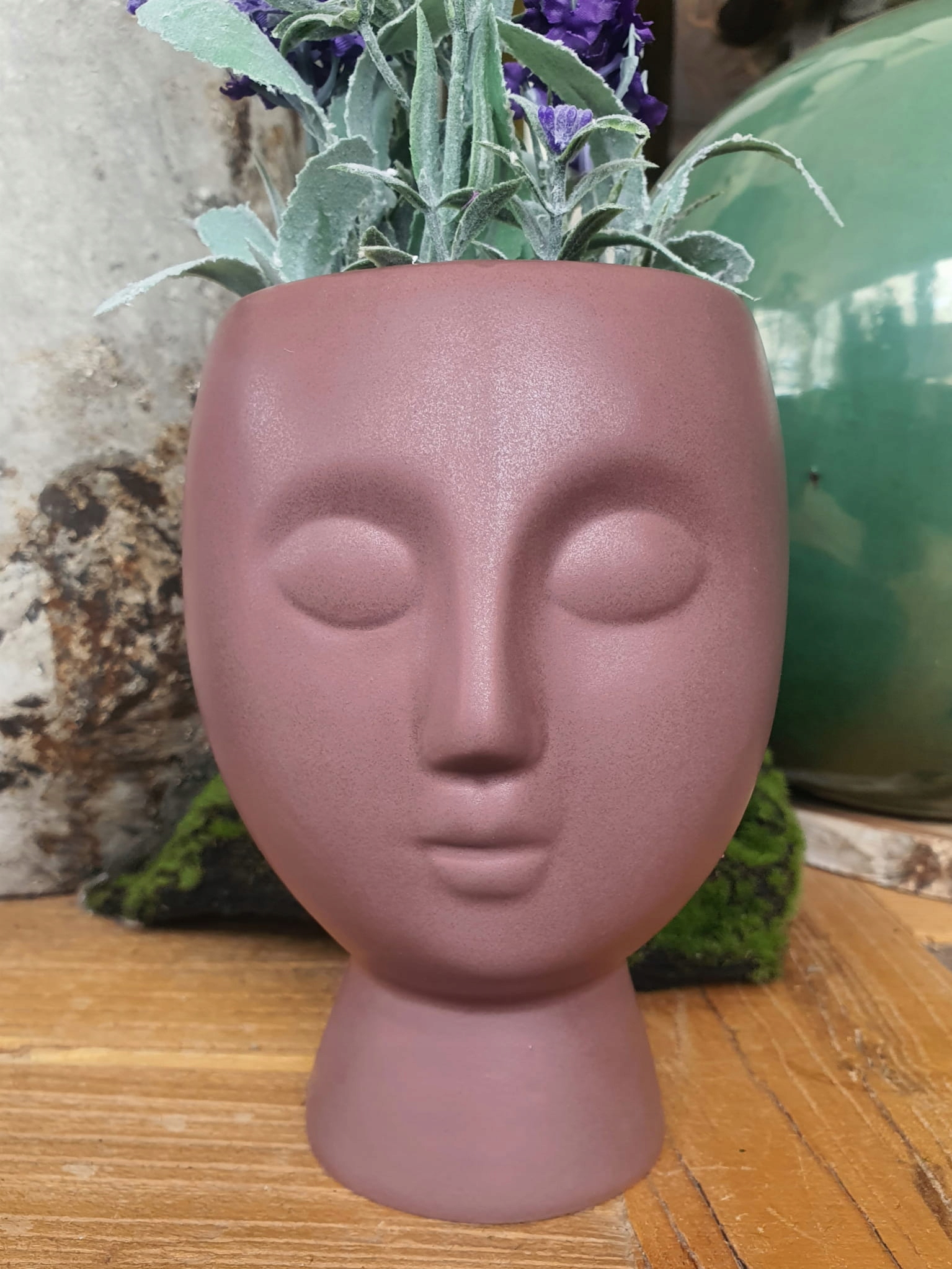 Osłonka z twarzą wysoka marsala dekoracja ozdoba Materiał ceramika