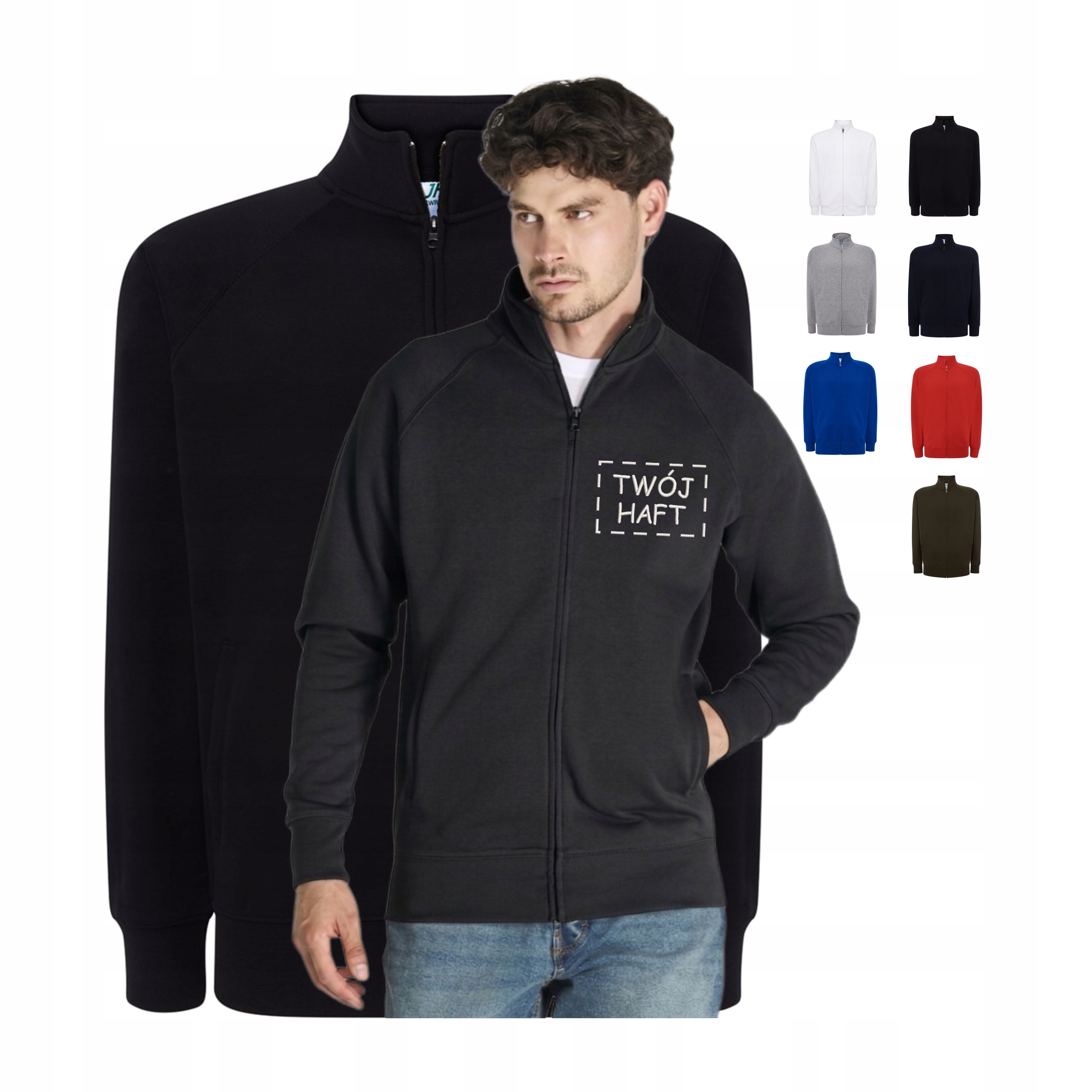 Mikina se zipem Vlastní Výšivka (ne potisk) Logo Grafika se stojáčkem Pánská S-xxl