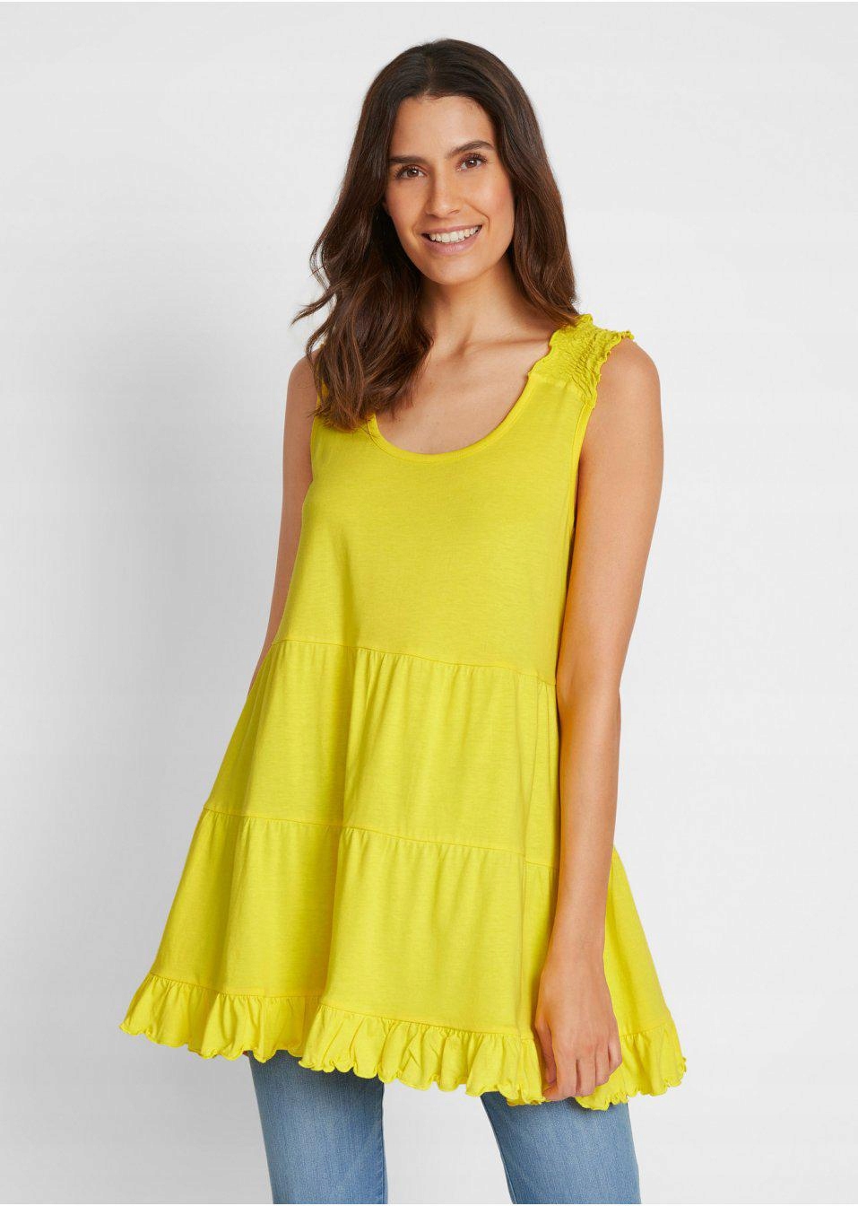 38 Bonprix S30 ŻÓŁTY TOP NA RAMIĄCZKACH