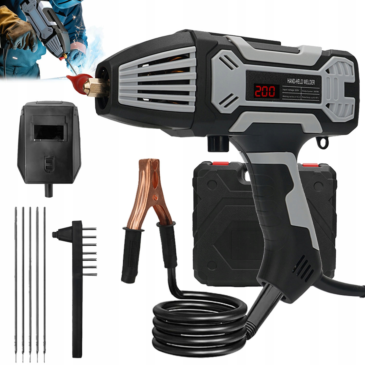 Ruční Svařovací Stroj Do 2,5-3,2 MM 3000 W 5 Svařovacích Tyčí 2,5 MM, Přenosný