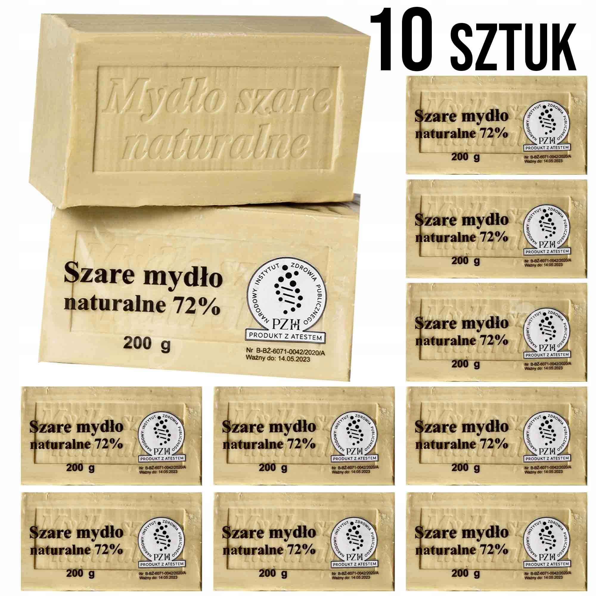 

Mydło Szare Naturalne sodowe Hipo 72% 200g x10 2kg