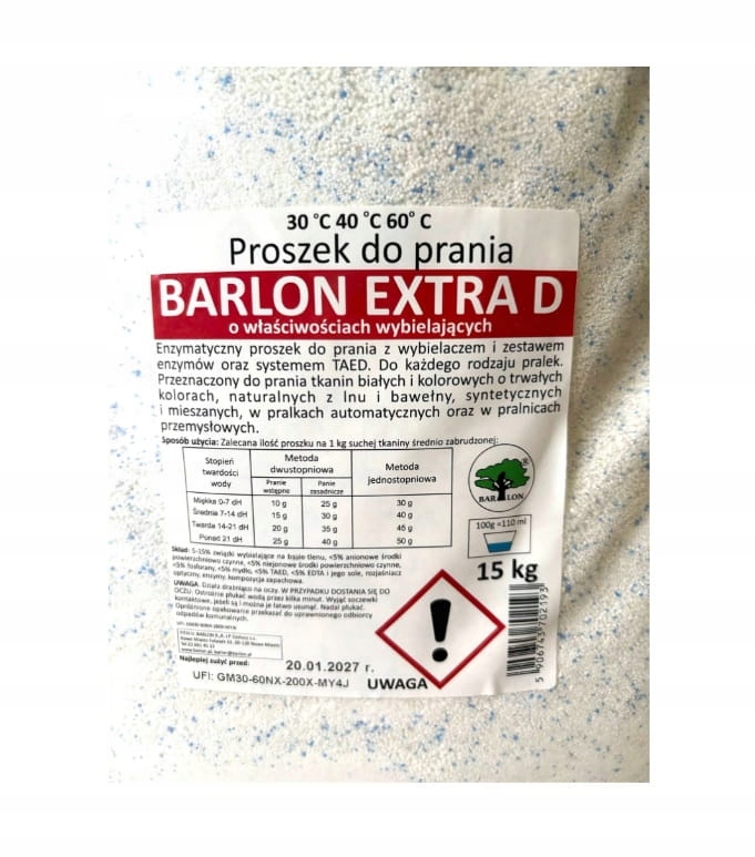 Barlon Extra D 15KG Proszek do prania dezynfekcji uniwersalny odkażania
