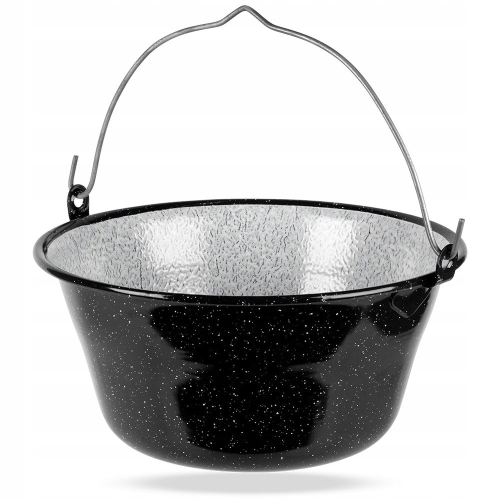 Smaltovaný kotlík maďarský ocelový závěsný na oheň gulášová polévka 7,5L