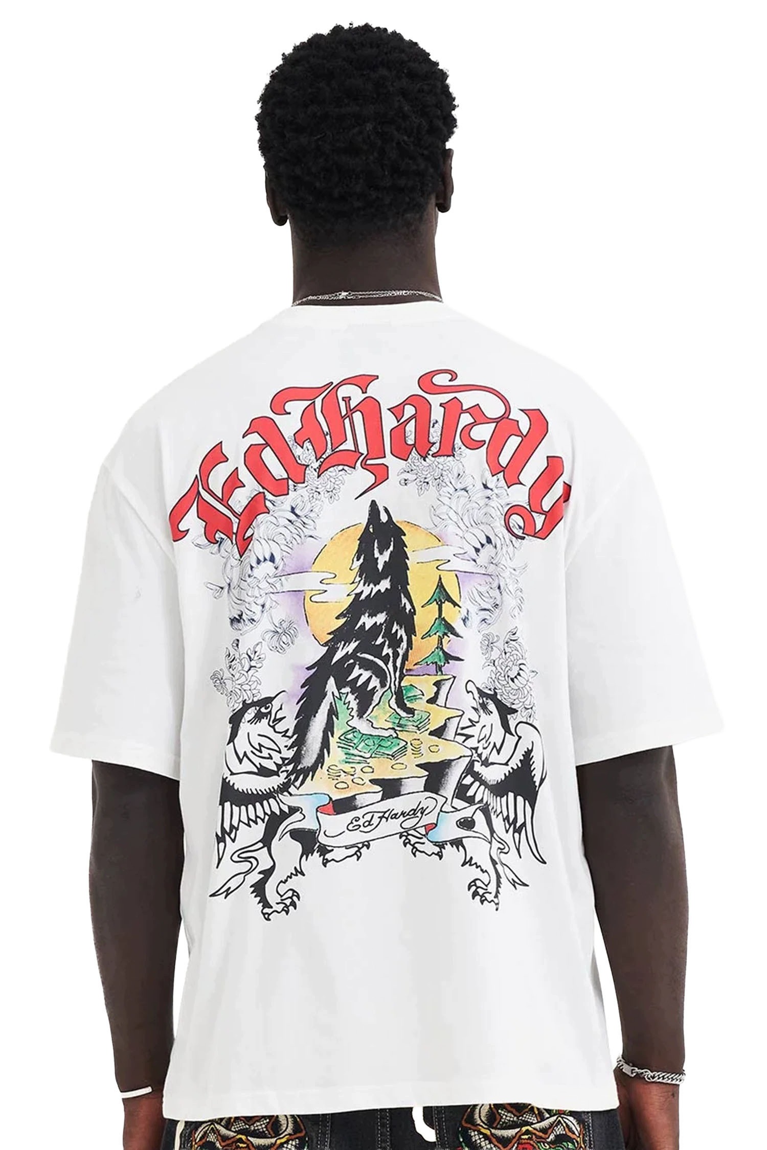 Tričko Ed Hardy Don Wolf Eagle M bílé