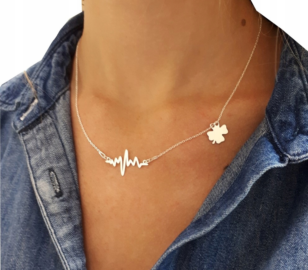 

Naszyjnik linia życia koniczynka Grawer srebro 925