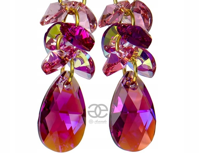 Krystaly náušnice Fuchsia Zodiac Zlaté Stříbro