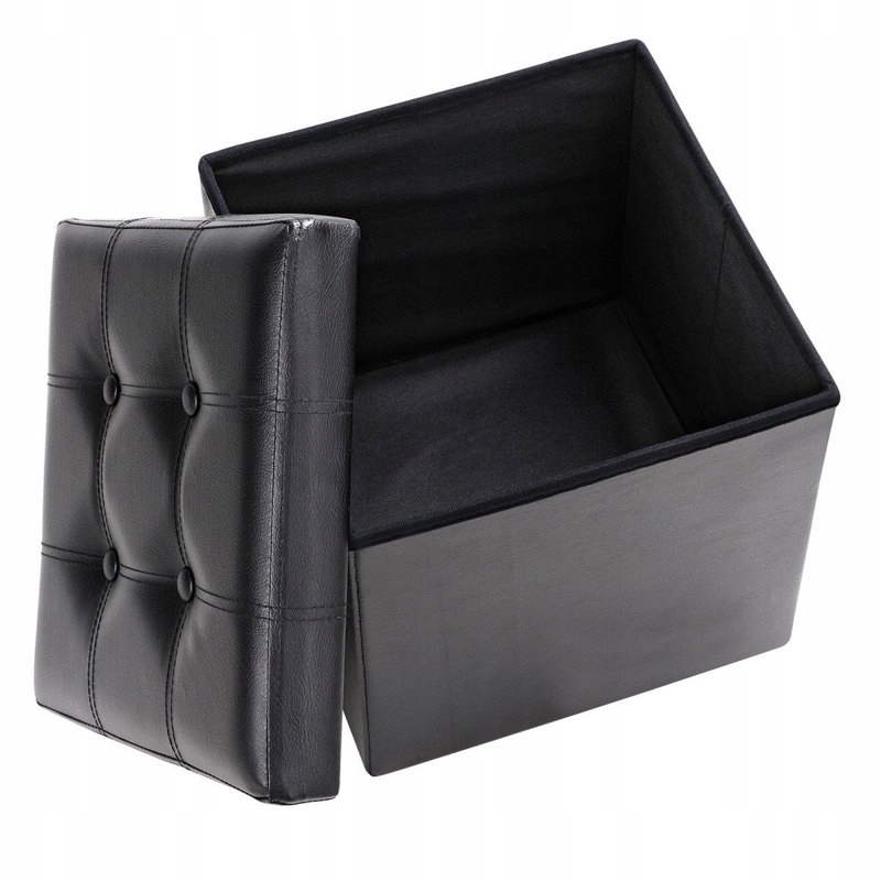 CZARNA SKŁADANA PUFA KUFER SIEDZISKO SCHOWEK ŁAWA Marka Wide Decor