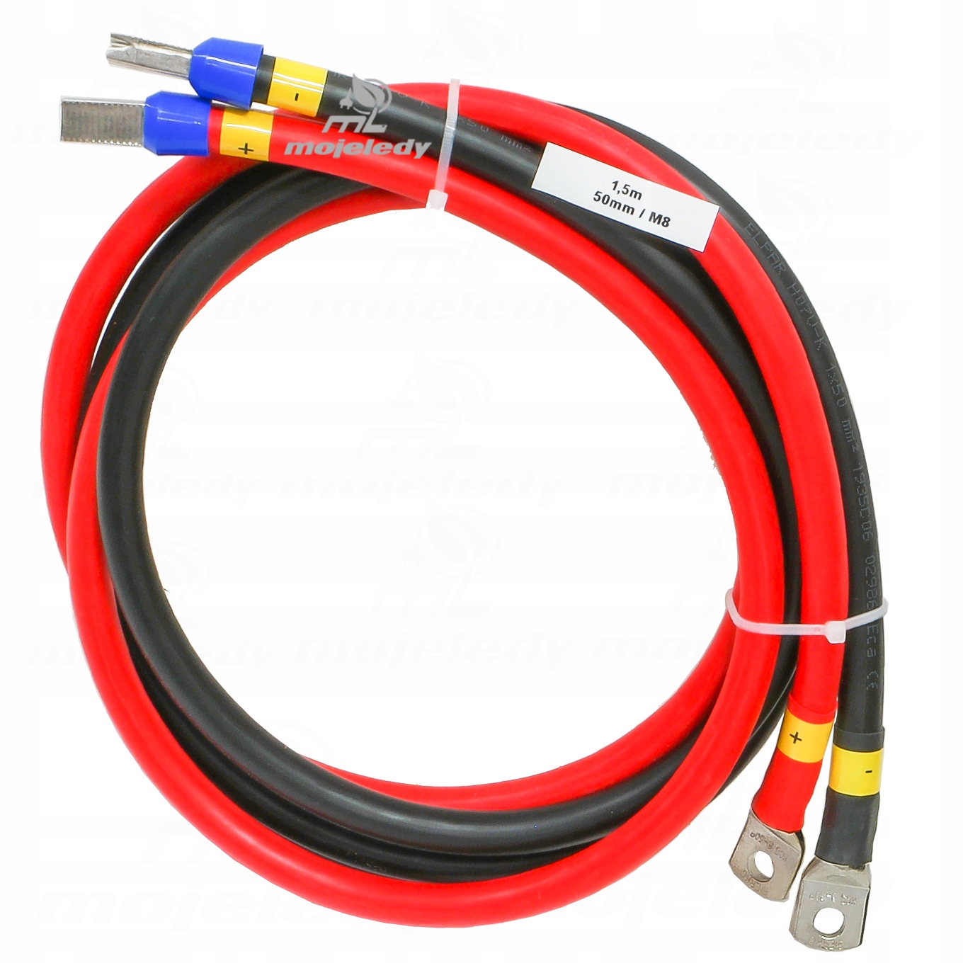 sada 2x 150 cm lankový kábel Lgy 50 mm 50 M8 I pre akumulátory a menič