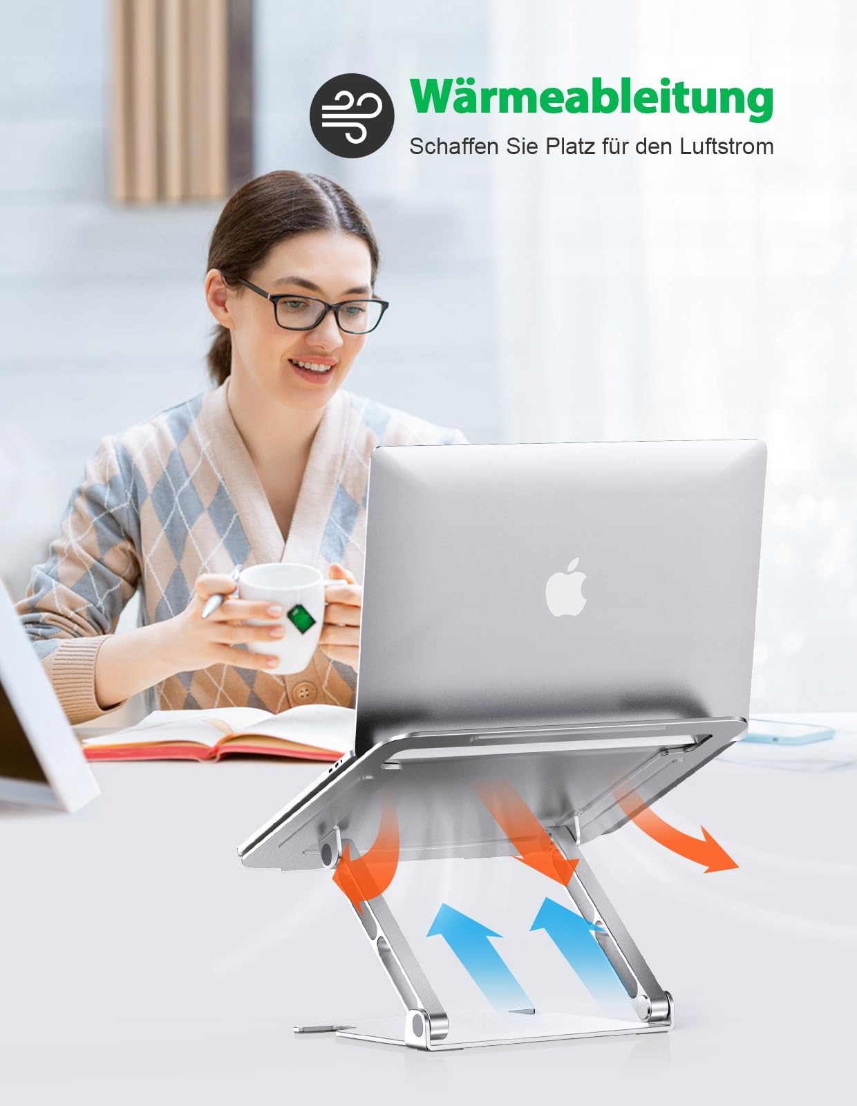 GLANGEH ALUMINIOWY STOJAK NA LAPTOPA ERGONOMICZNY REGULOWANY 10-16 CALI — miniatura 3