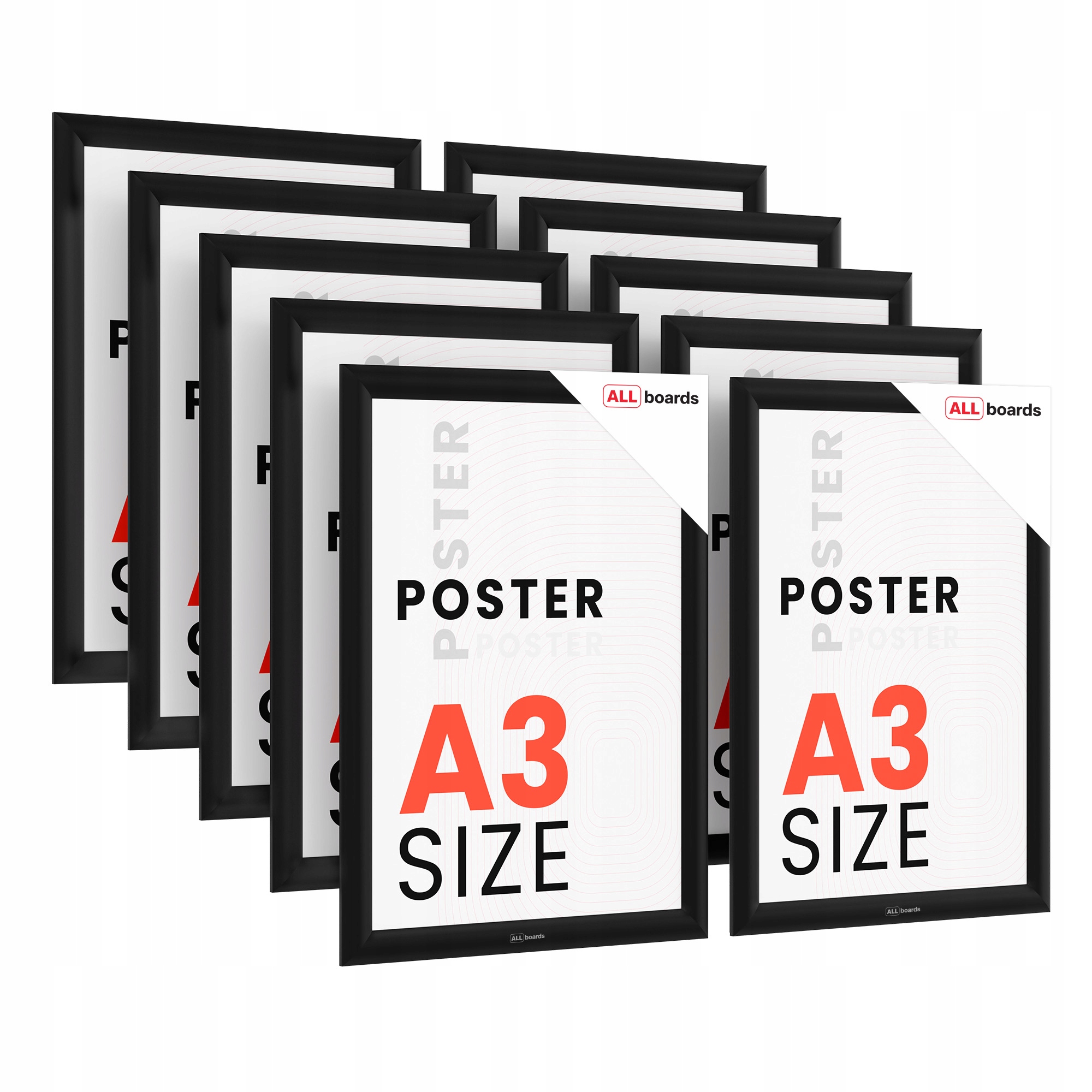 Ramka plakatowa A3 Owz Czarna rama zatrzaskowa Zestaw 10 sztuk