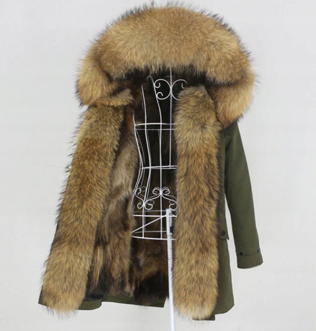 Parka Futro Jenot Srebrny Rudy Lis KOLORY 44 XXL Marka inna