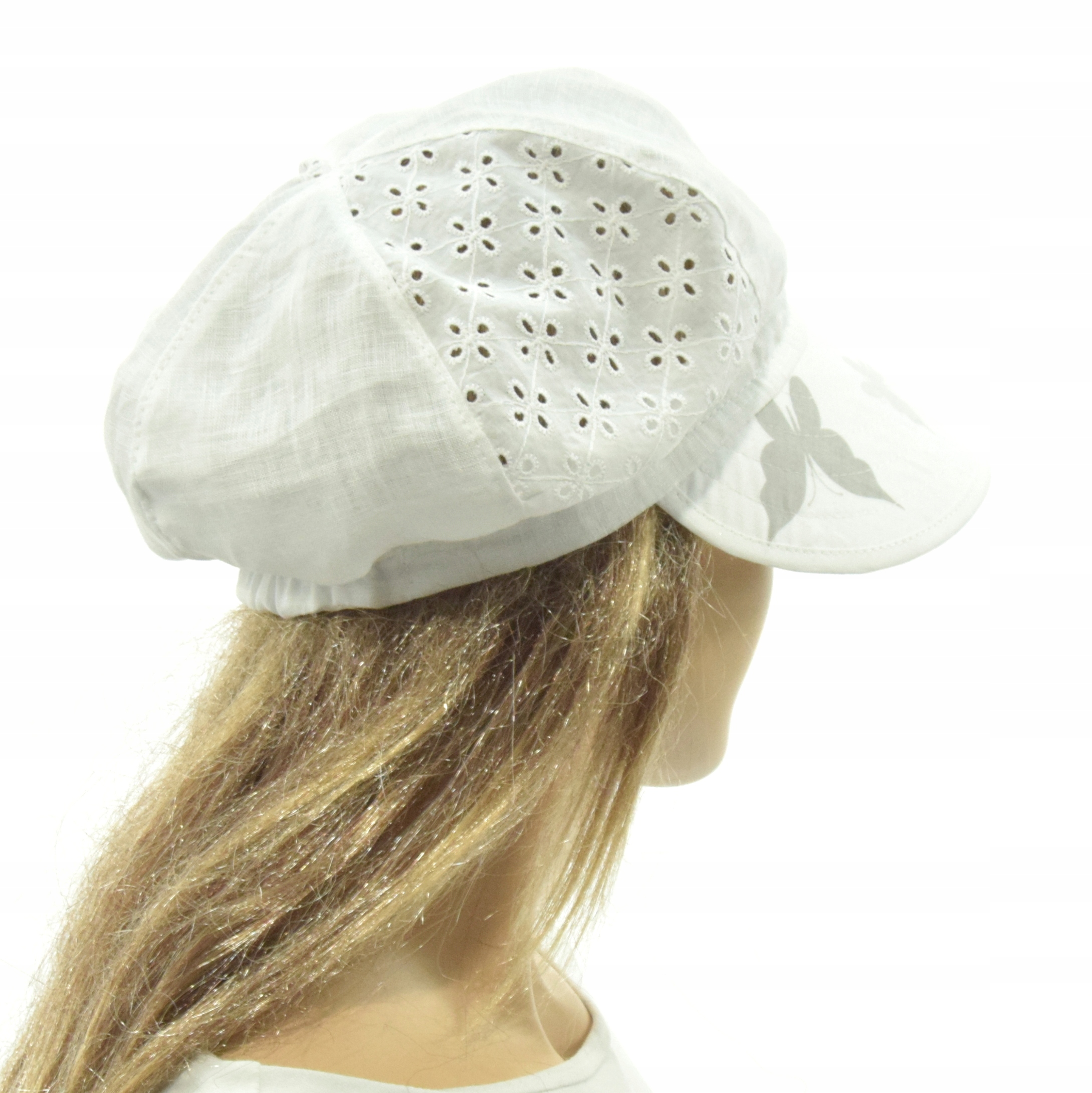 Kapelusz letni lniany damski "GABI" Czapka z daszkiem Model kapelusz