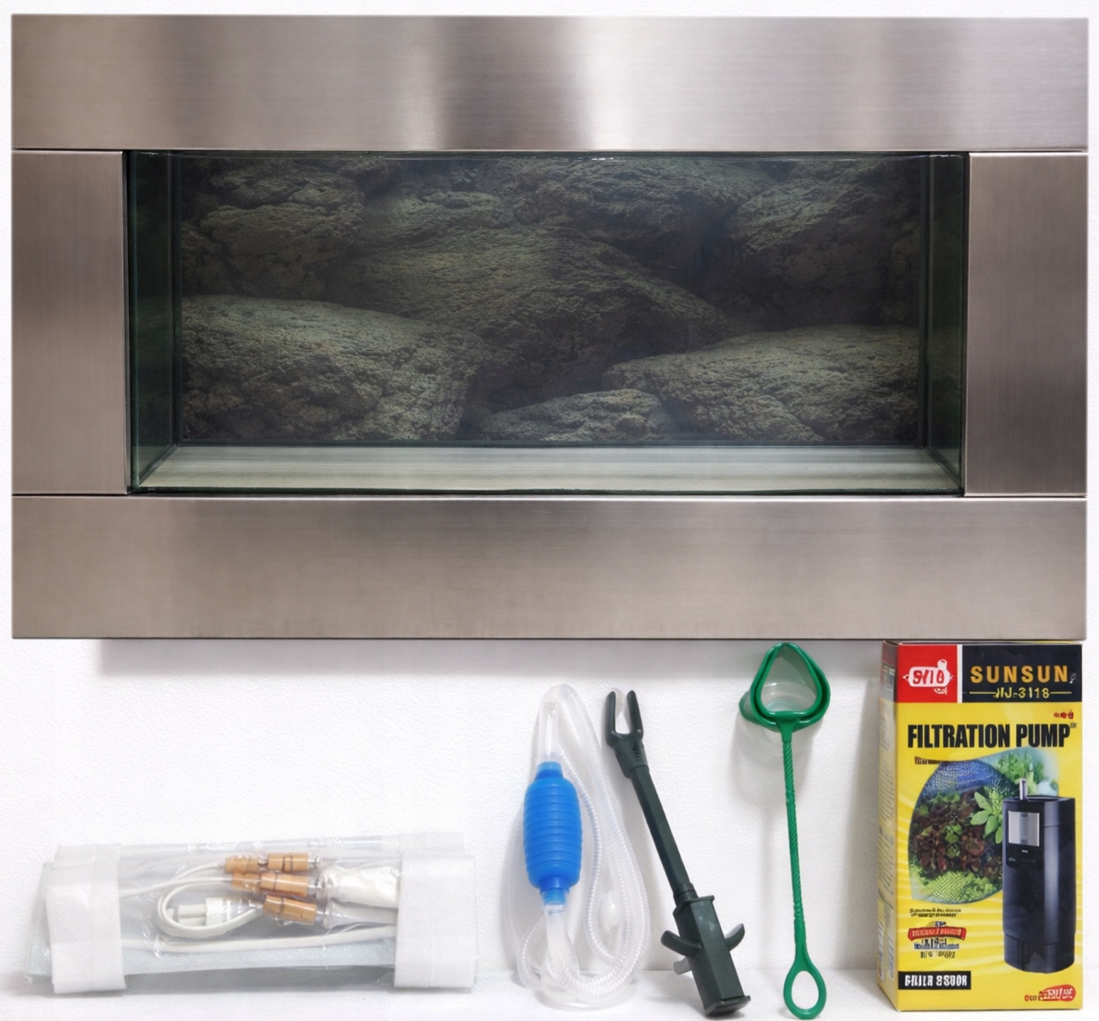 Levně Dekorativní nástěnné akvárium v kovovém rámu napodobující obraz