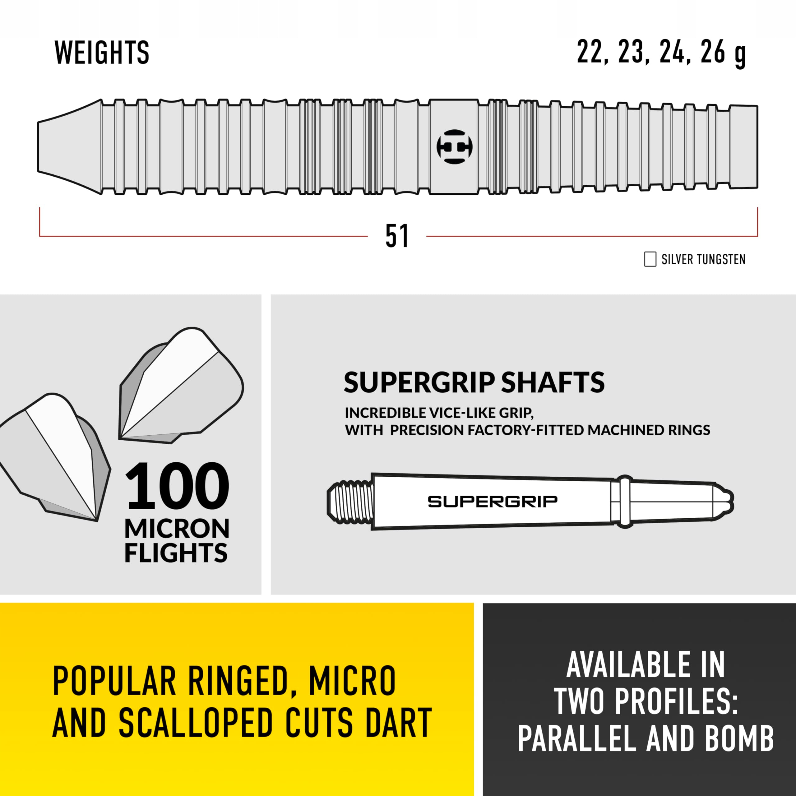 HARROWS NX90 Zestaw Rzutek Profesjonalne Lotki 90% Wolfram 26g Supergrip — miniatura 4