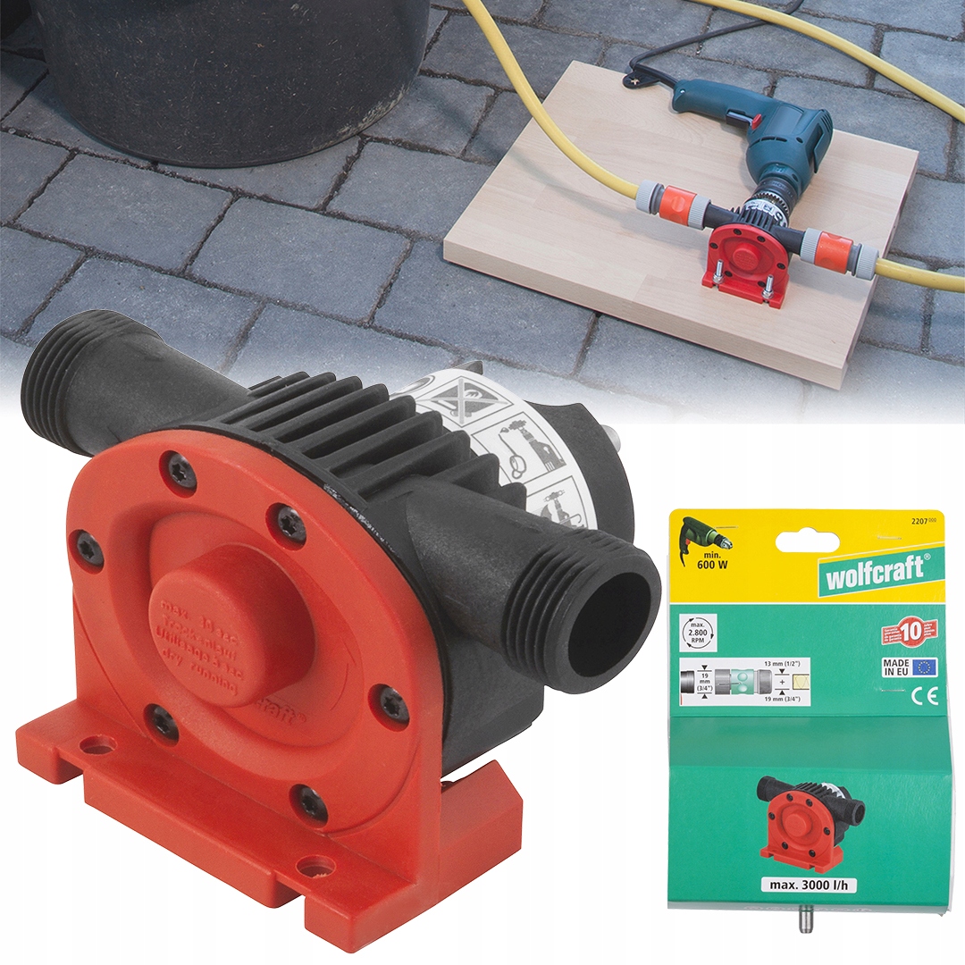 Pompa Pompka Wody Na Wiertarkę 3000L/H 1/2" 3/4" Wolfcraft 2207000