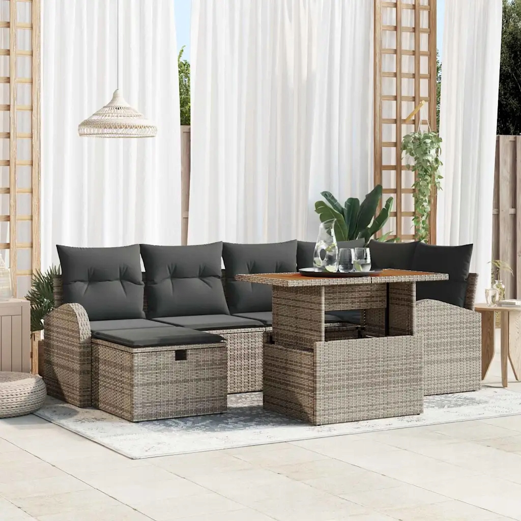 vidaXL Sada zahradních pohovek 7 pcs Šedá polyratan