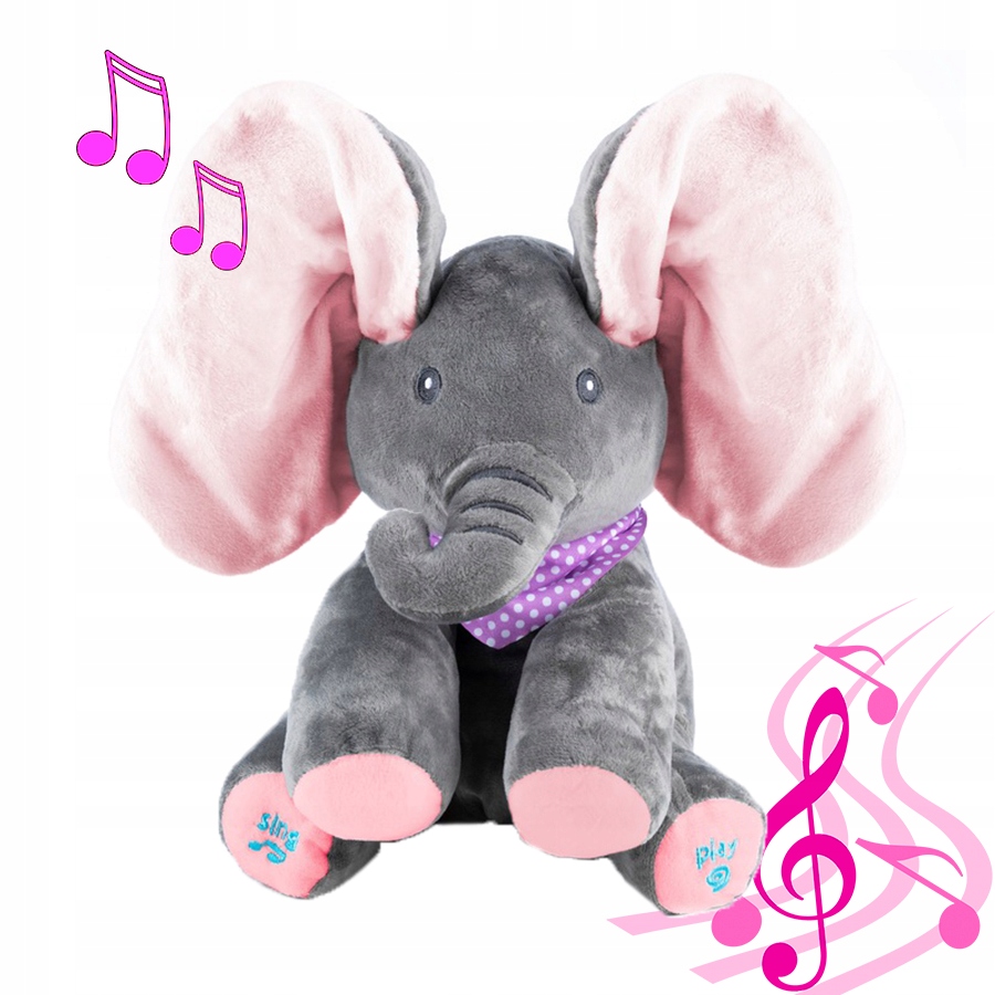 MASKOTKA GRAJĄCA SŁONIK ŚPIEWAJĄCY INTERAKTYWNY SŁOŃ A KUKU RUSZA USZAMI Materiał inny