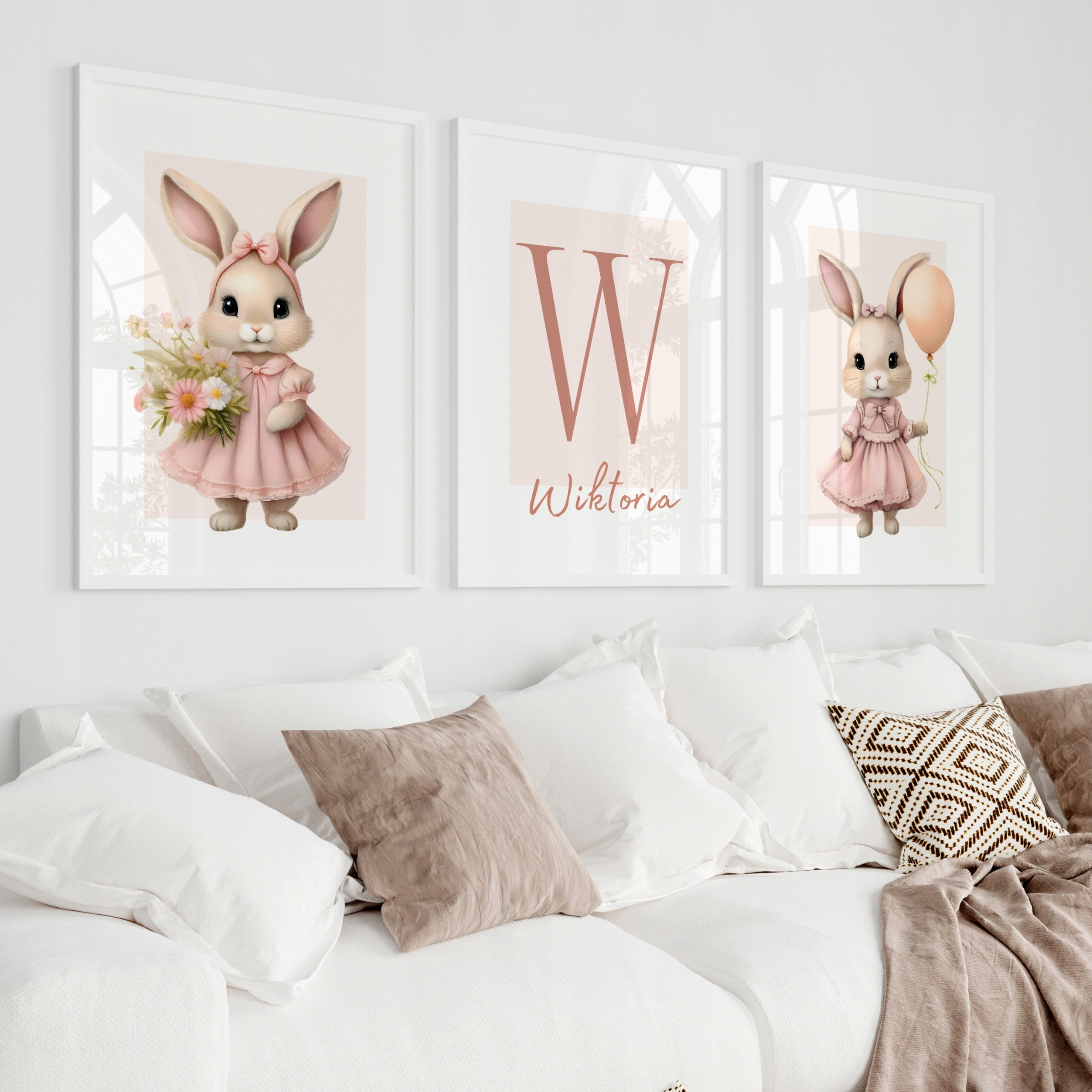 OBRAZKI DO POKOJU DZIECIĘCEGO DZIEWCZYNKI ZESTAW PLAKATY A3 KRÓLICZKI Kod producenta Pikaboo / Plakaty Króliczki Imię
