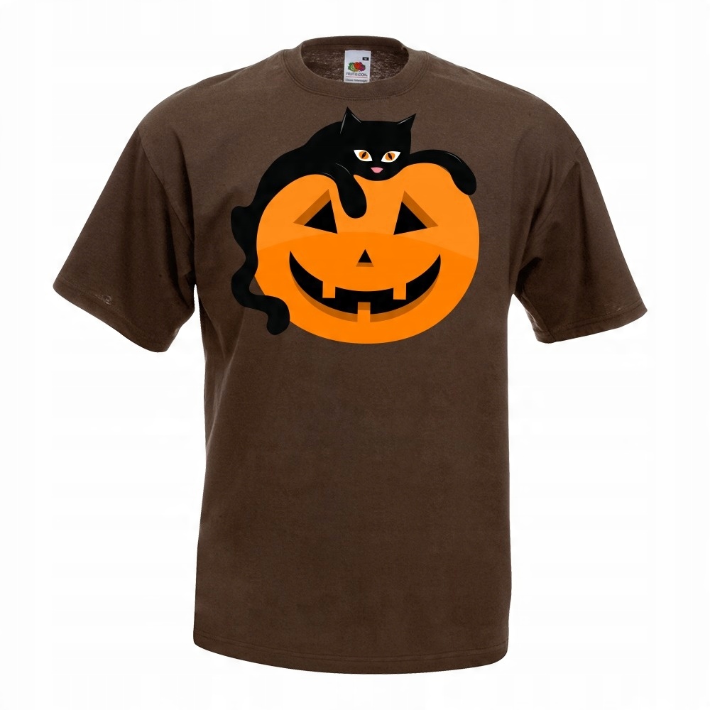 

Koszulka dynia czarny kot halloween L brązowa