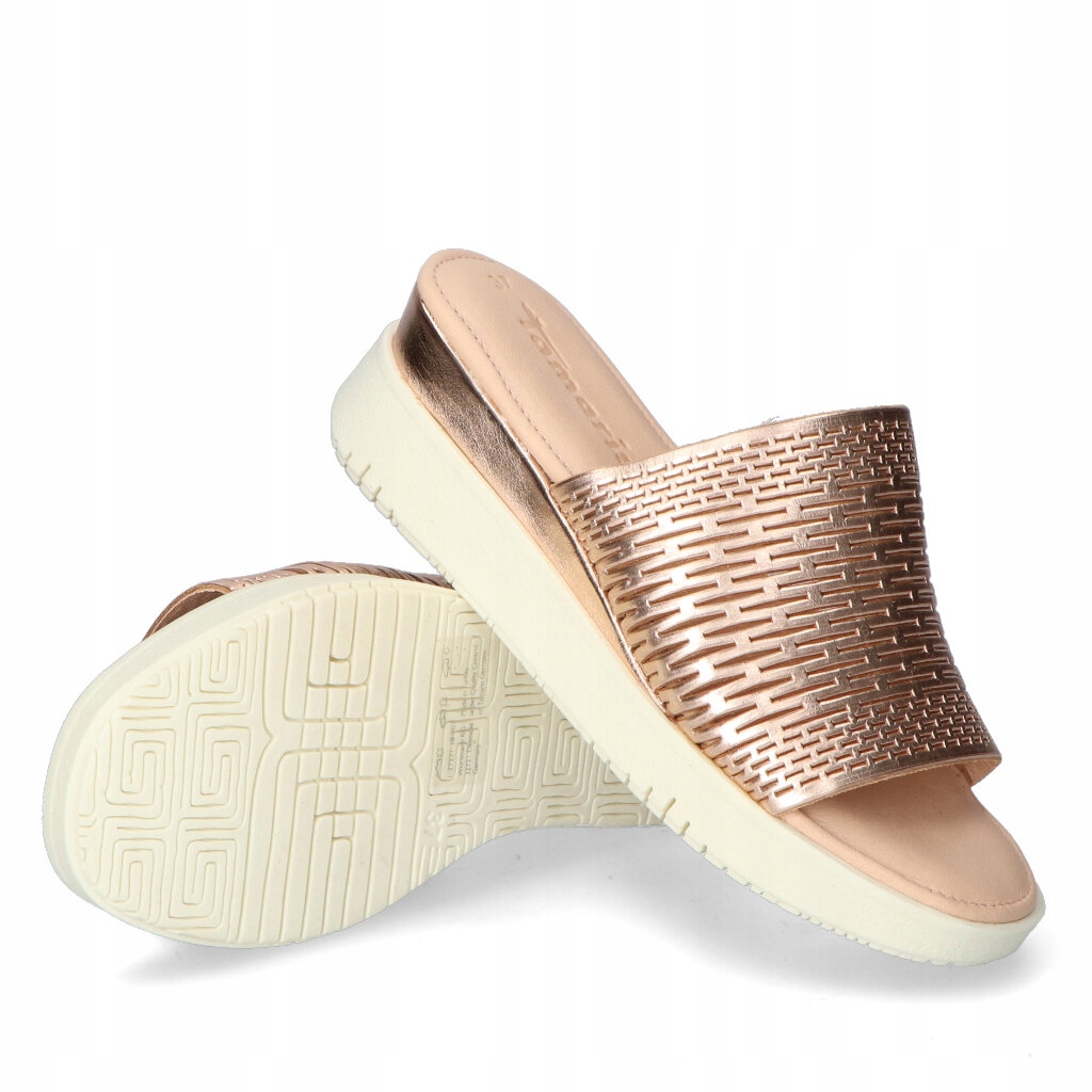 Klapki Tamaris 1-27221-28/907 Różowo/Złote Lico Materiał wkładki skóra naturalna