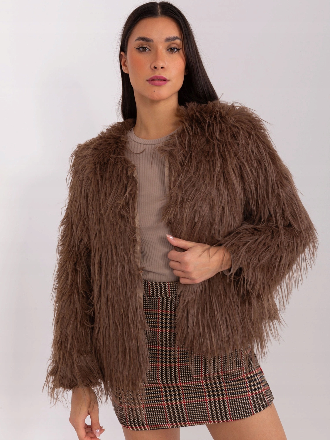 Kožešinová Bunda 2359 Hnědá M/L