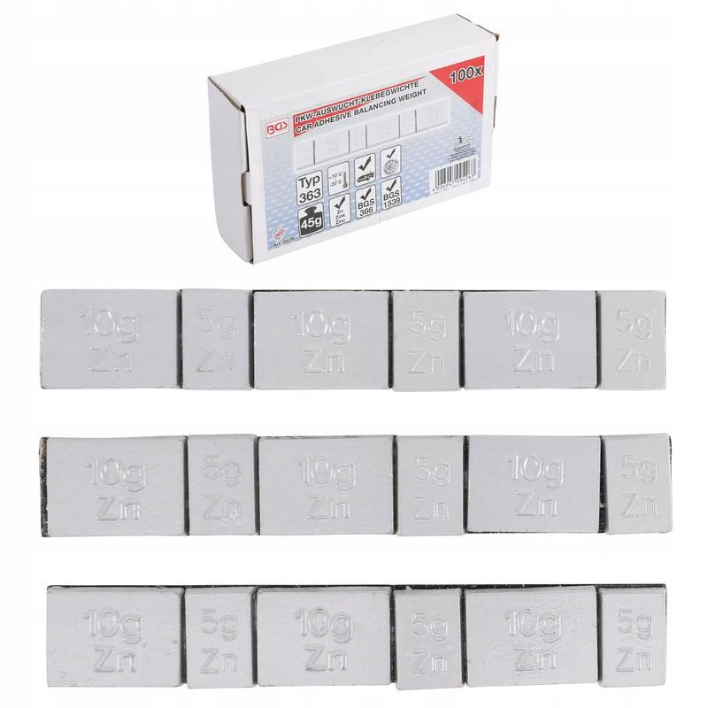 Lepené závaží na ráfky typ 363 45 g 100 ks, Bgs 9426