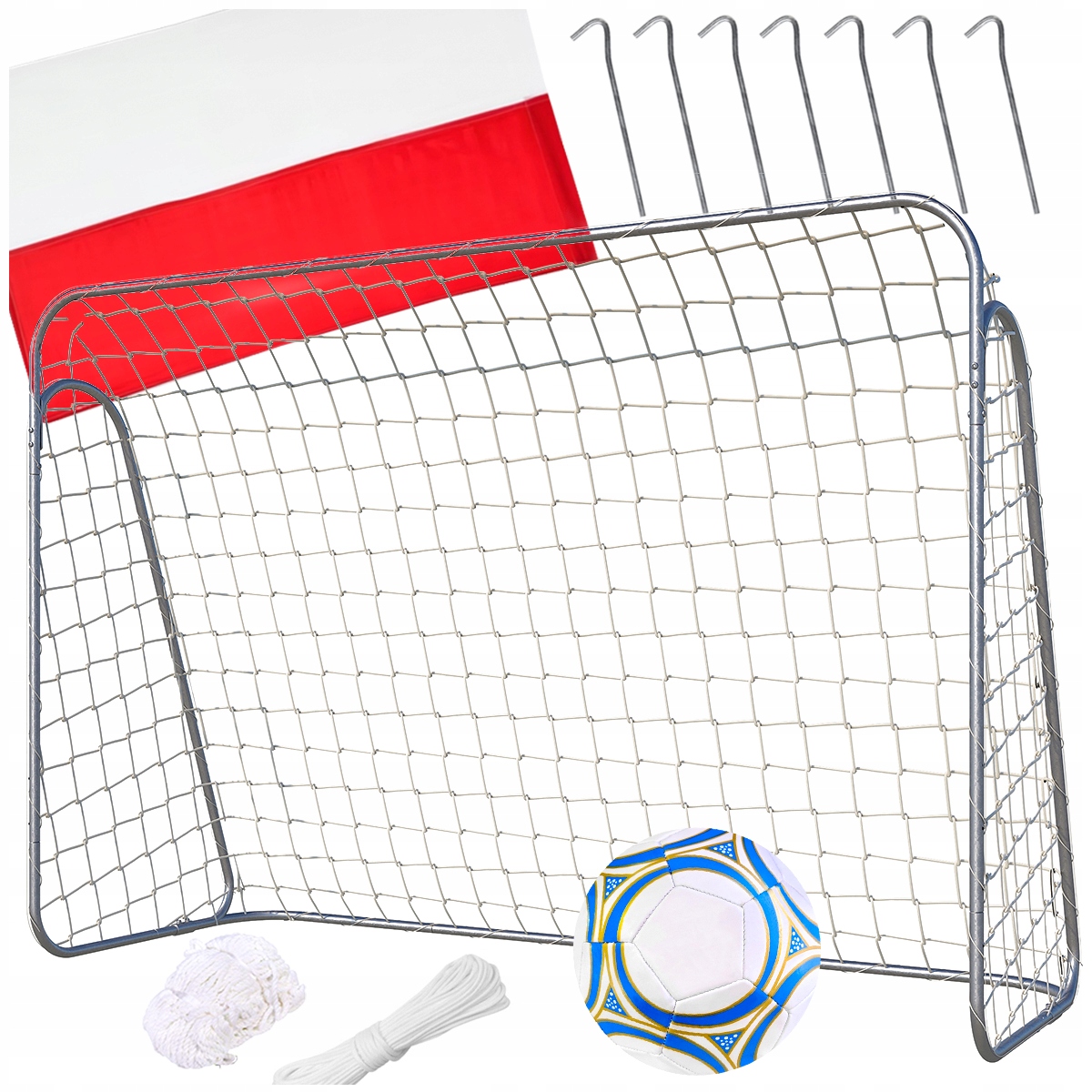 Metalová Fotbalová branka Set Pro Fotbalovou Hru Míč Vlajka Polský