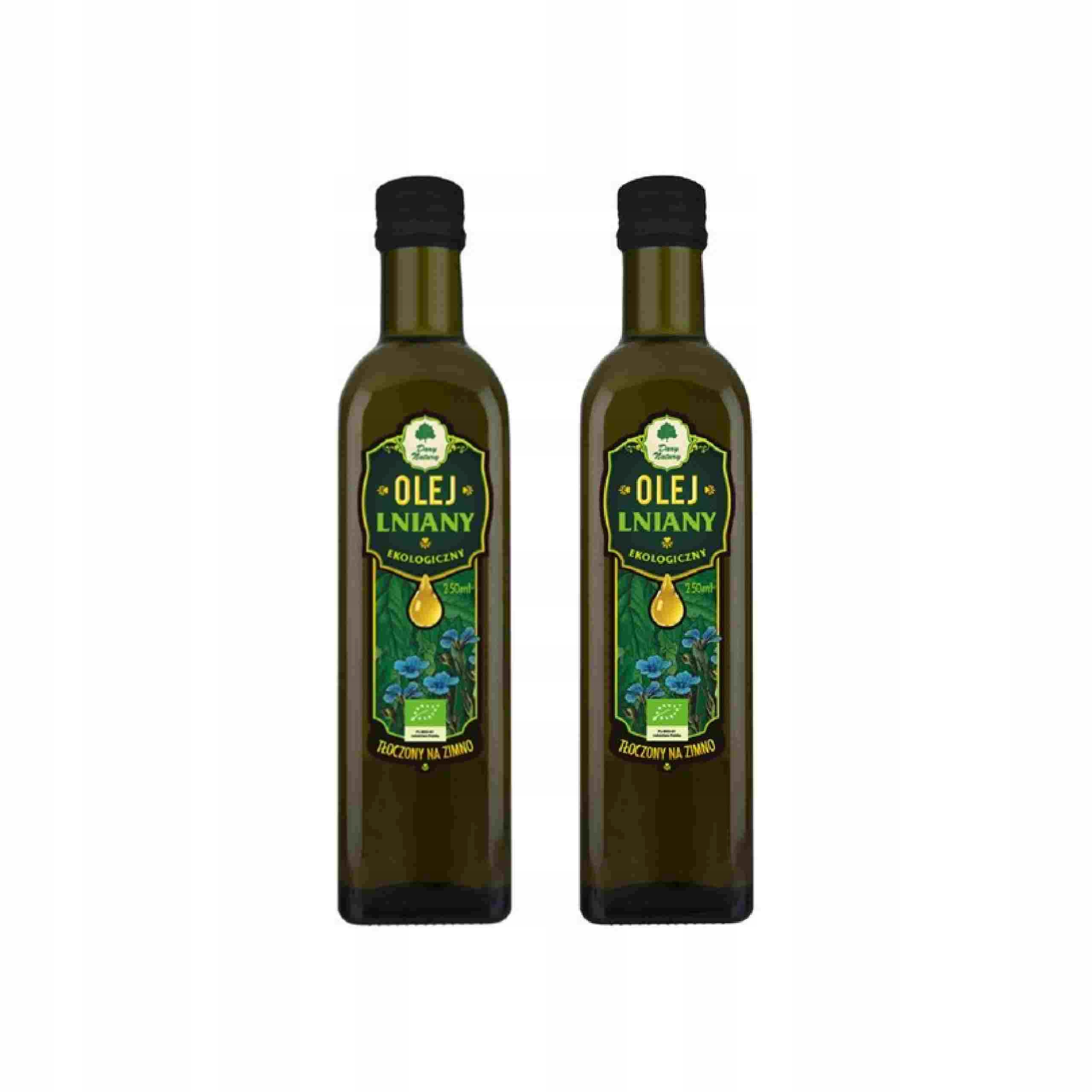 2x Olej Lniany Tłoczony Na Zimno Bio 250 ml Dary Natury