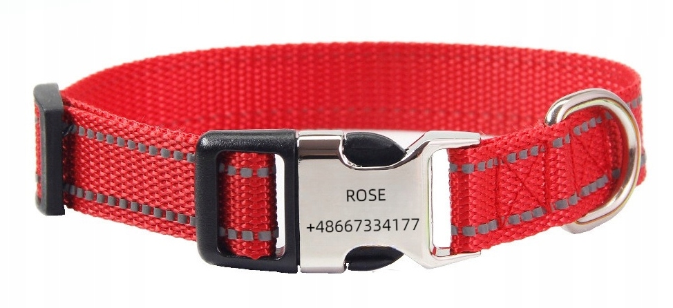 Levně Obojek s gravírováním pro psa kočku Váš Nápis! Reflexní červená L