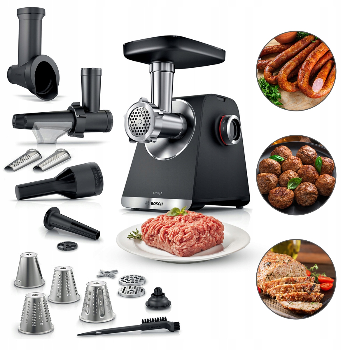 Maszynka do mięsa Bosch Serie 6 MFWS660B 2100W Szatkownica Wyciskarka Mocna