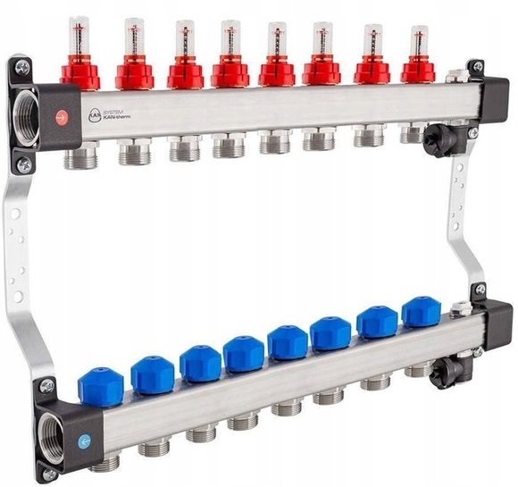 Rozdělovač Pro Podlahové Topení Nerezový 8 Okruhů Ufst Kan-therm