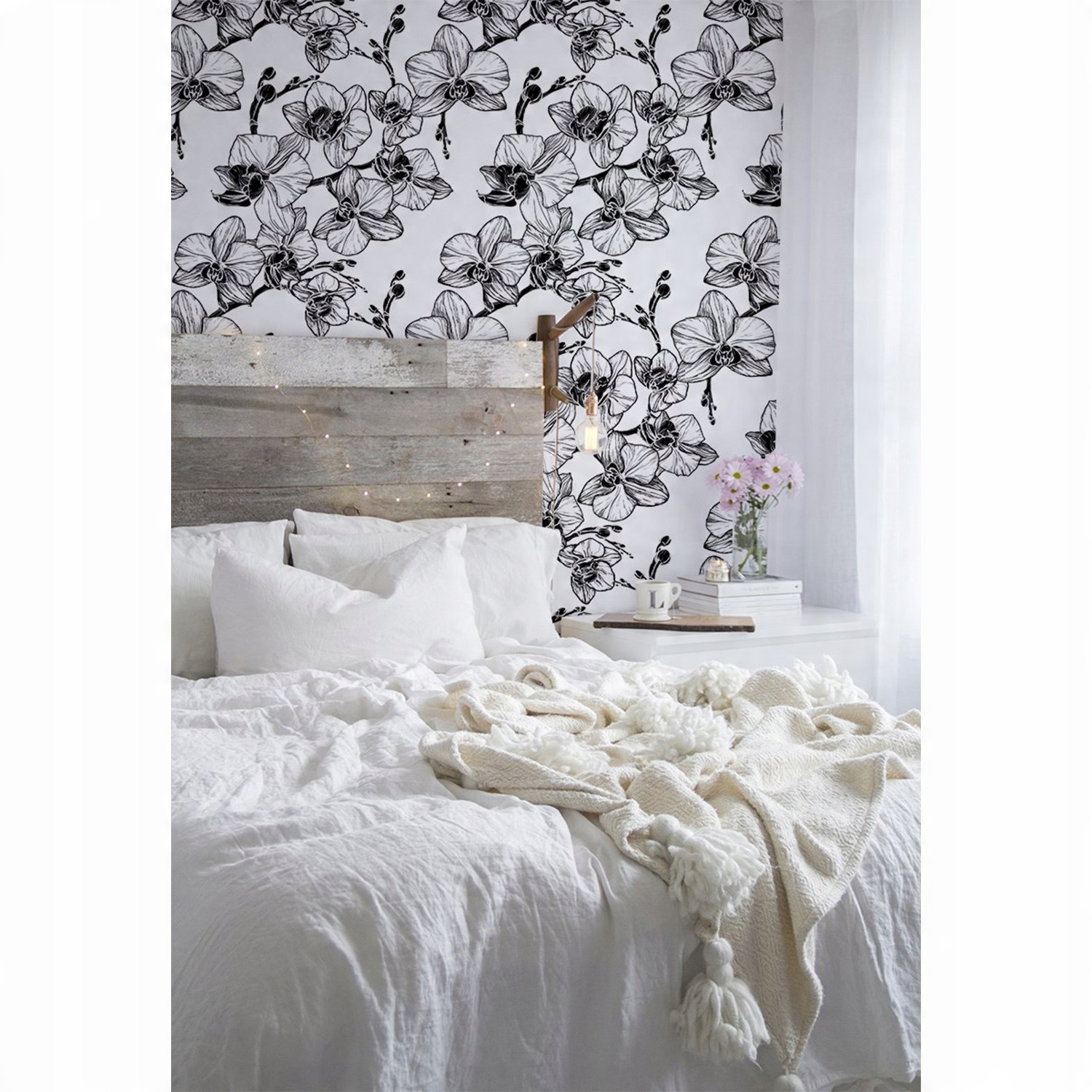 

Flizelinowa tapeta Czarno-białe orchidee 152x104cm