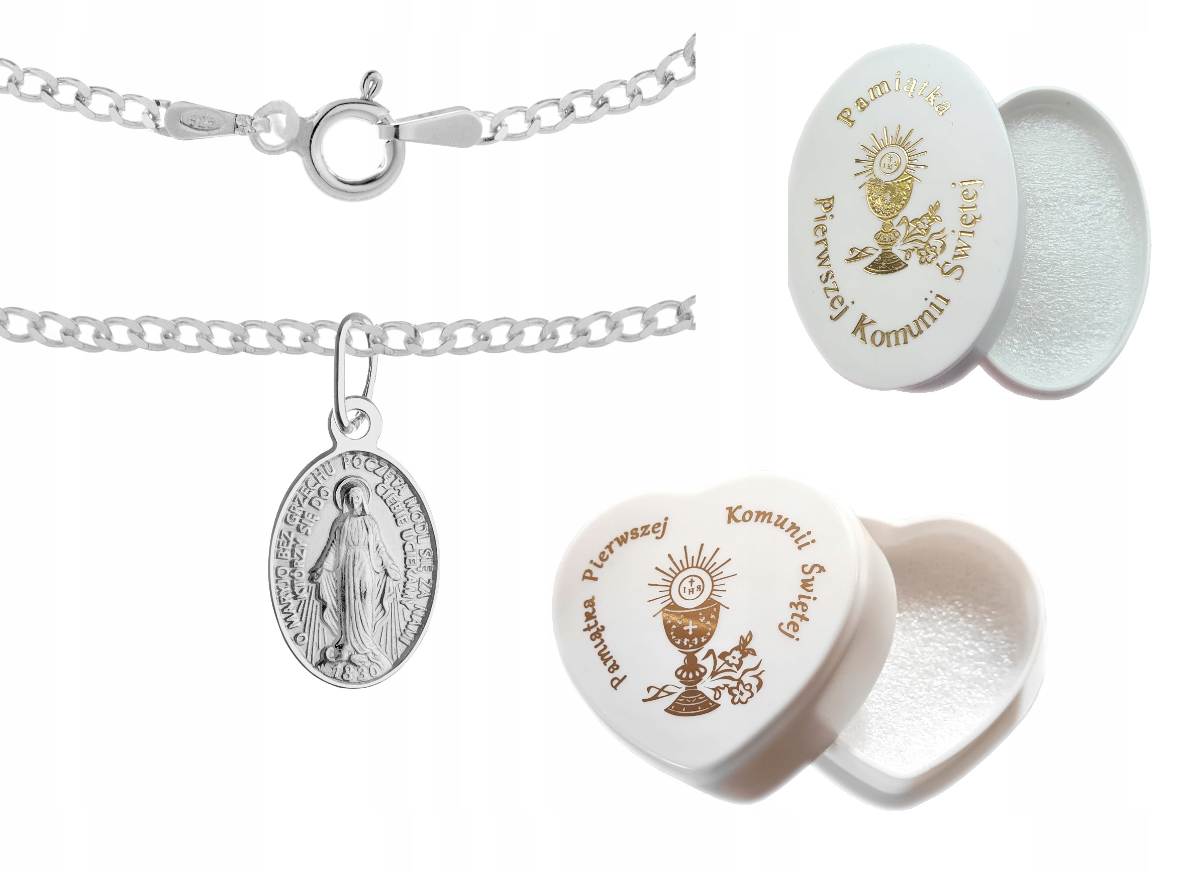 Stříbrný Řetízek Medailonek Na Přijímání Komplet Pro Holčičku Chlapečka 925