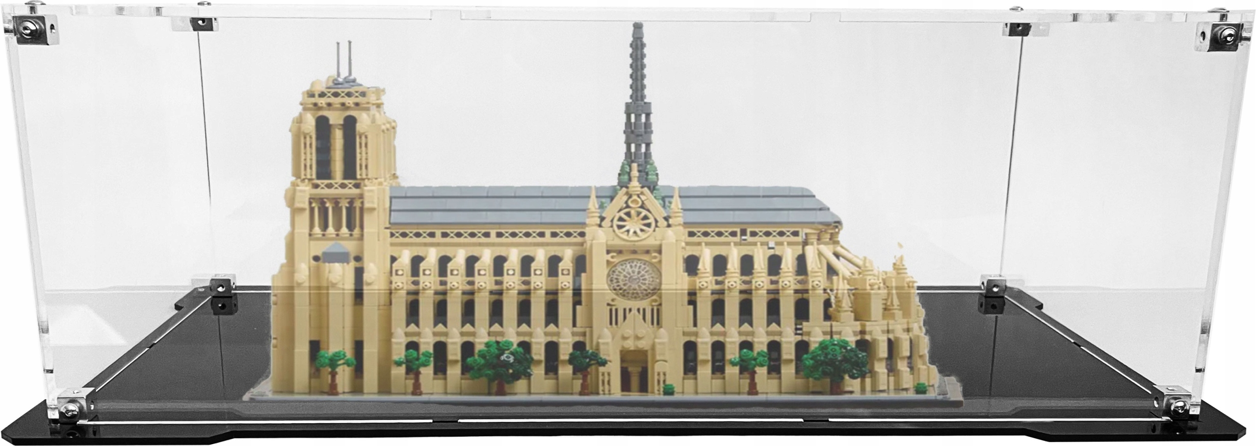 Vitrína s černou základnou pro stavebnici Lego 21061 Architecture Notre-Dame