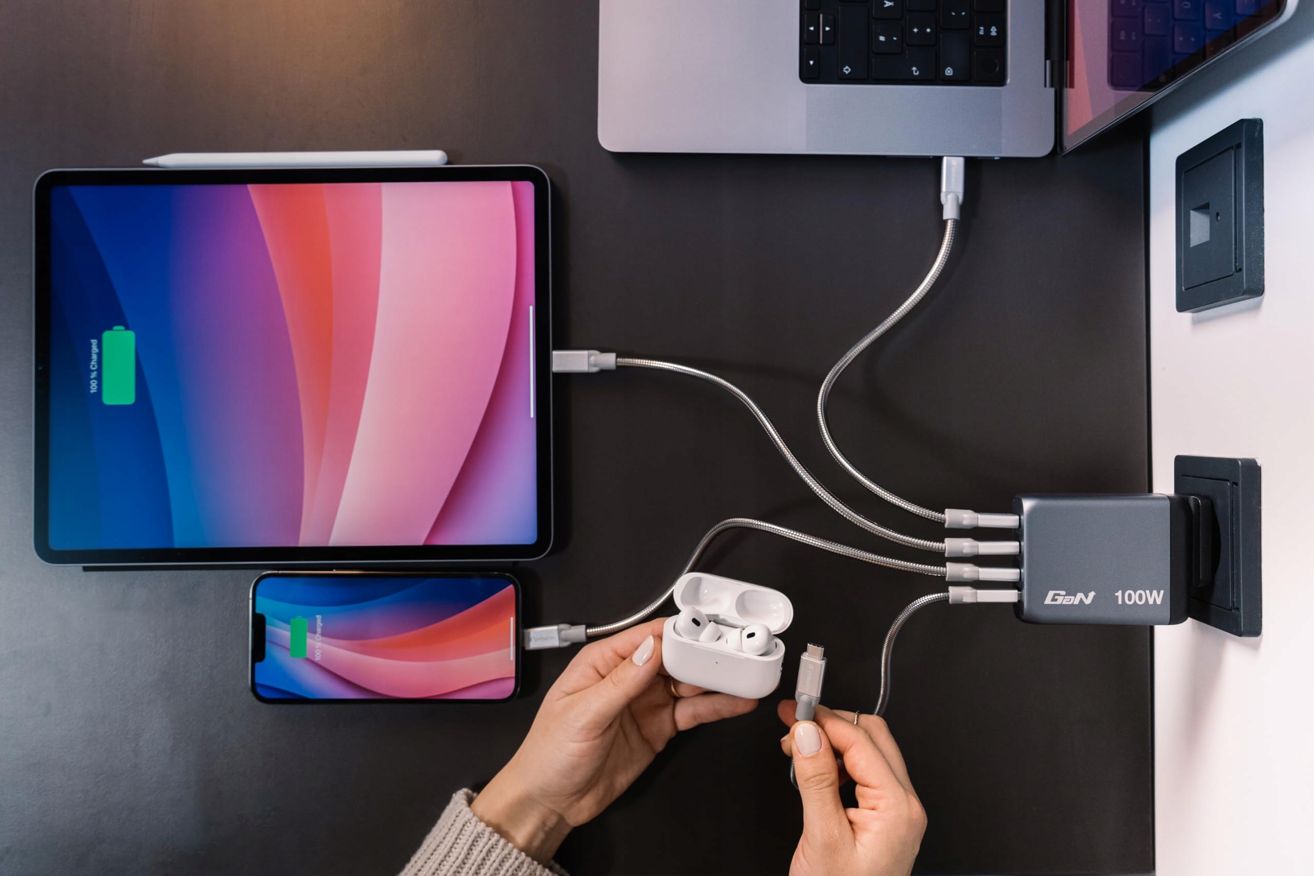VERBATIM Ładowarka GaN 100W 4 Porty USB-C Adapter Szybkie Ładowanie — miniatura 2
