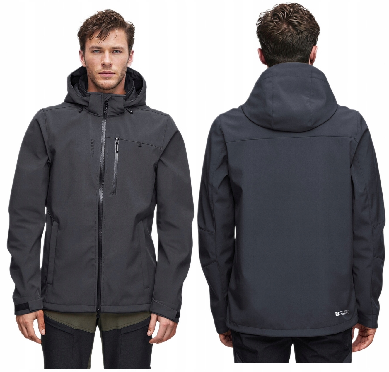 Kurtka męska Trekkingowa 10000 przejściowa softshell Alpinus z kapturem XXL