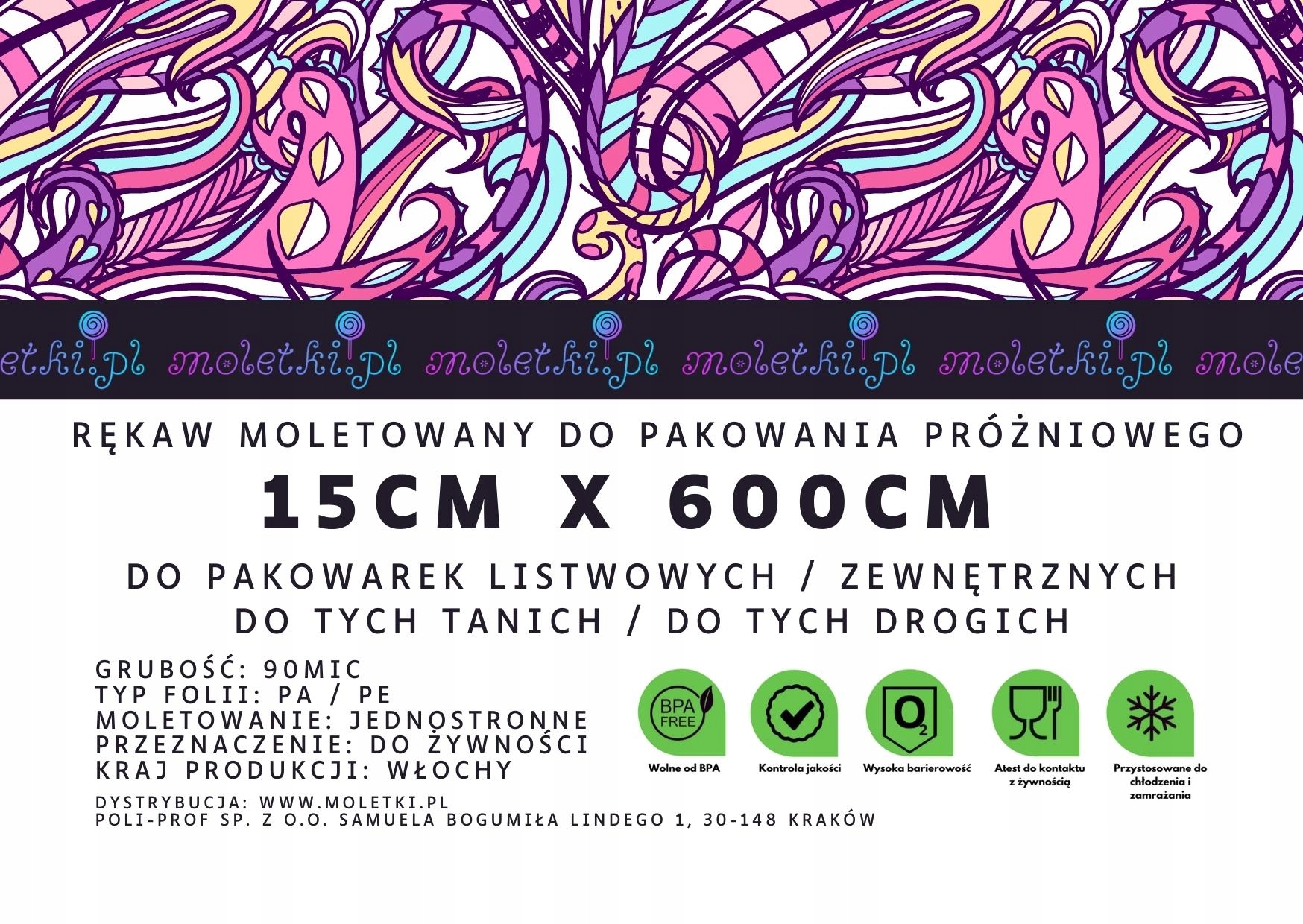 Folia moletowana do pakowania próżniowego 15x600 Marka Vaku