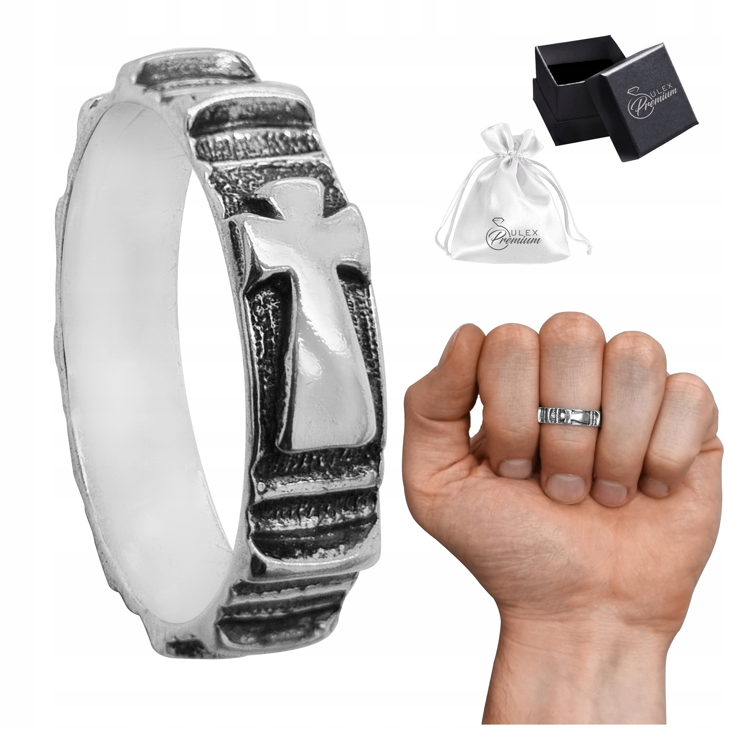 Růženec Stříbrný prsten ryzost 925 Prstýnek Oxidovaný růženec vel. 22