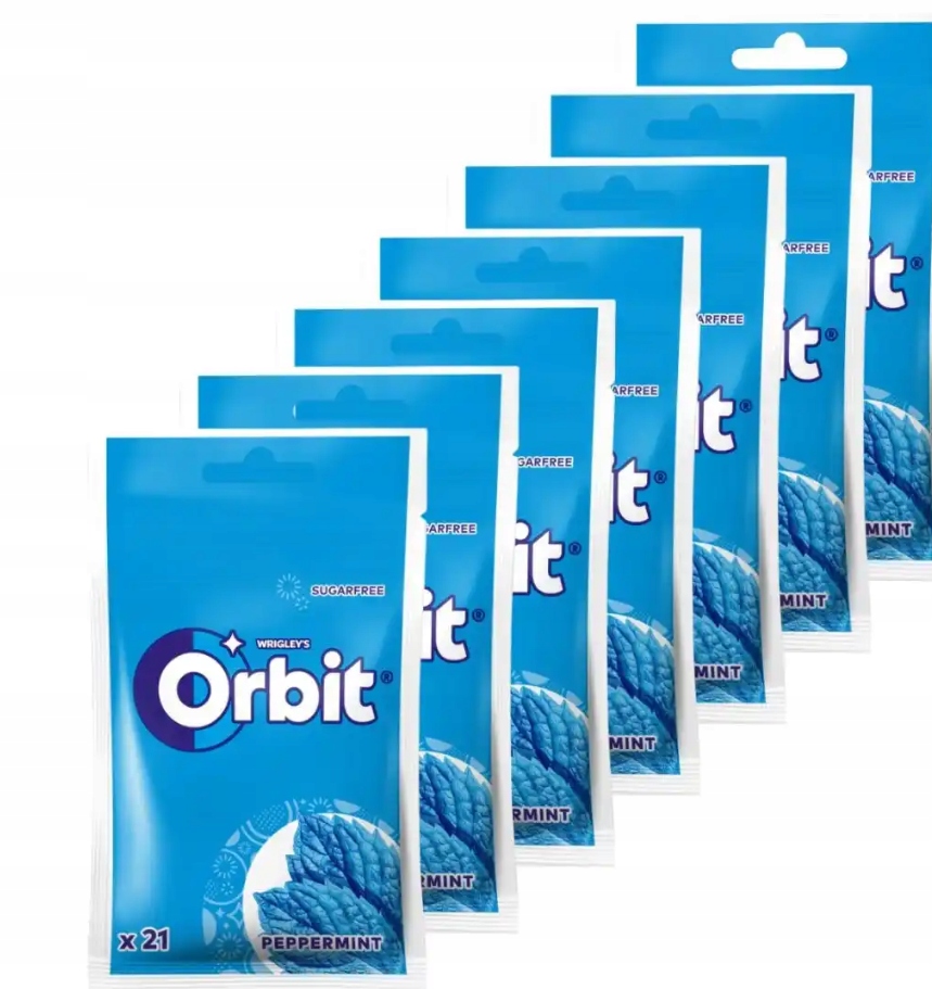 Žvýkačka Orbit Peppermint máta 22 x 21 kabelka modrá