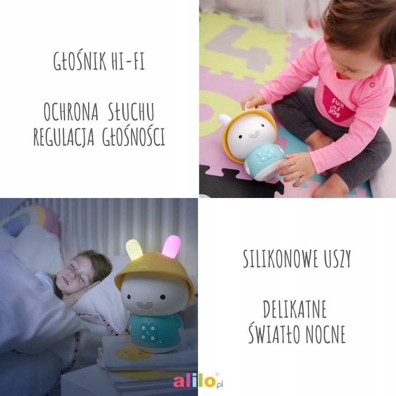 Alilo Króliczek Babay Bunny Bluetooth Głośnik odtwarzacz Mp3 bajki 0-3 lat Głębokość produktu 11 cm