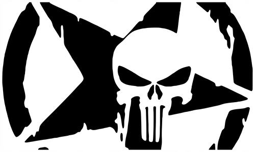 NAKLEJKA na samochód JEEP Gwiazda Punisher 30x17 Producent MGDesign