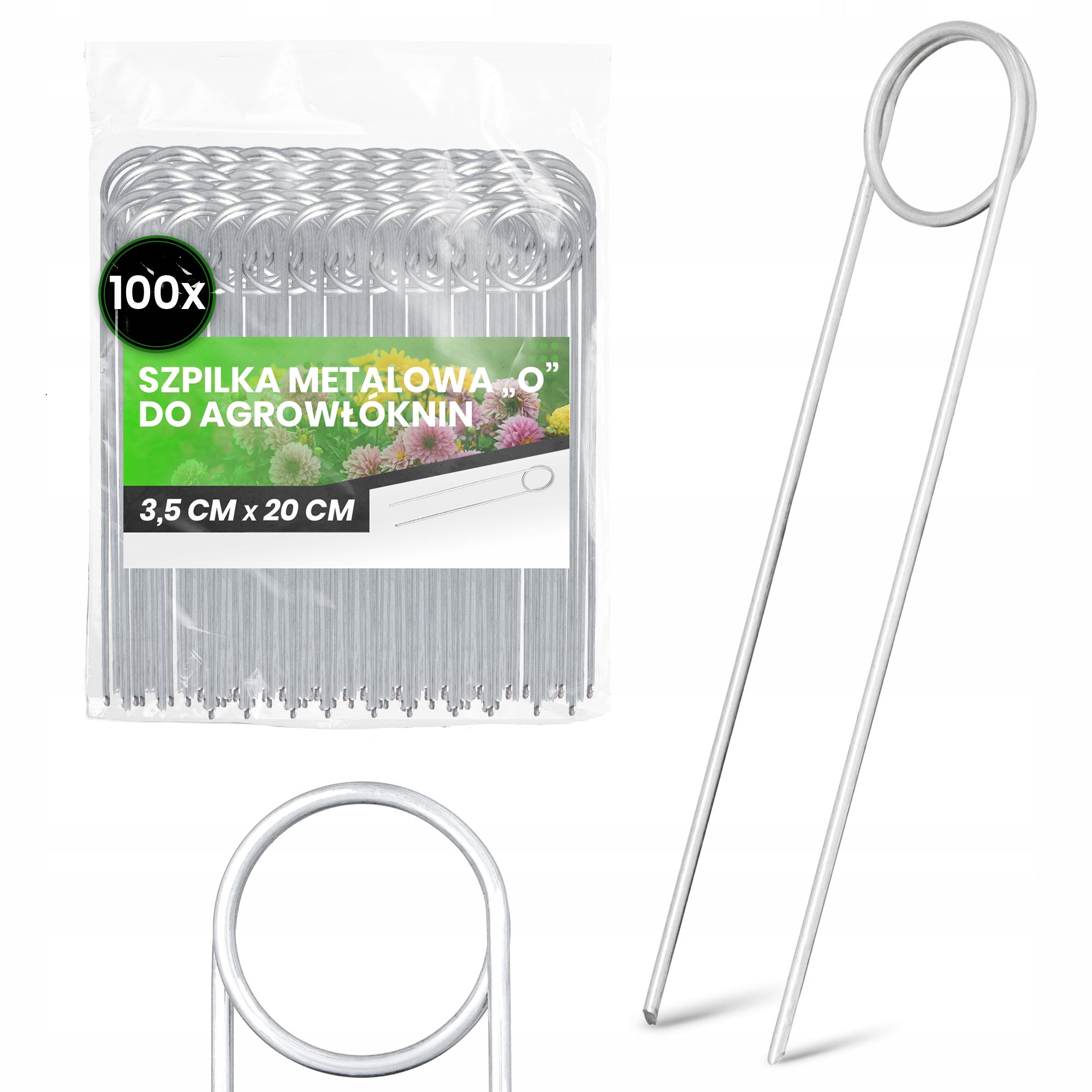 100x Špendlík na Agrotextilii 3,5x20 cm "o" Agrotextilie Kotvící Kolík Kovová 9V-T