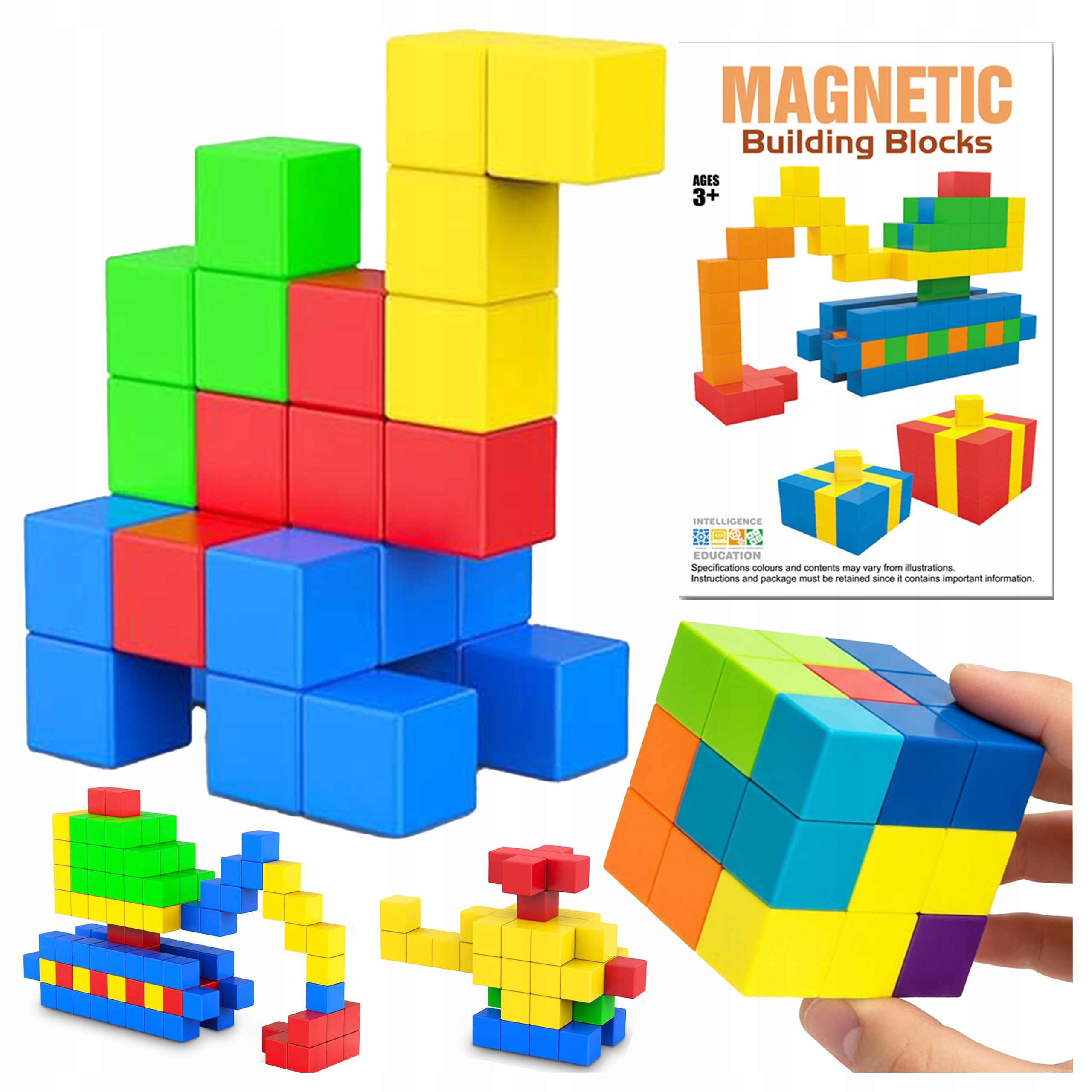 Klocki Układanka Magnetyczna Puzzle 3D Gra Logiczna Edukacyjna Kostki 60EL